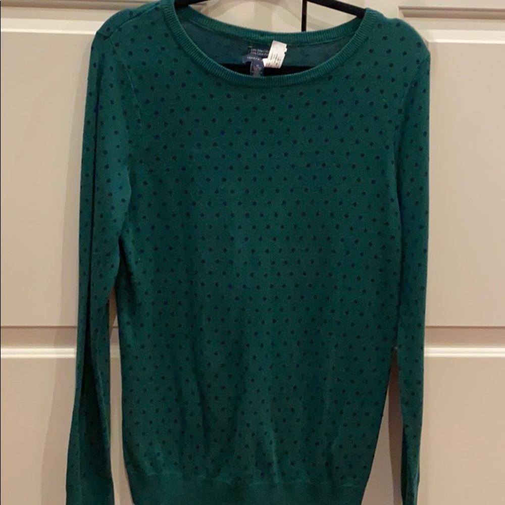 Hunter Green and Navy Polka Dot Sweater